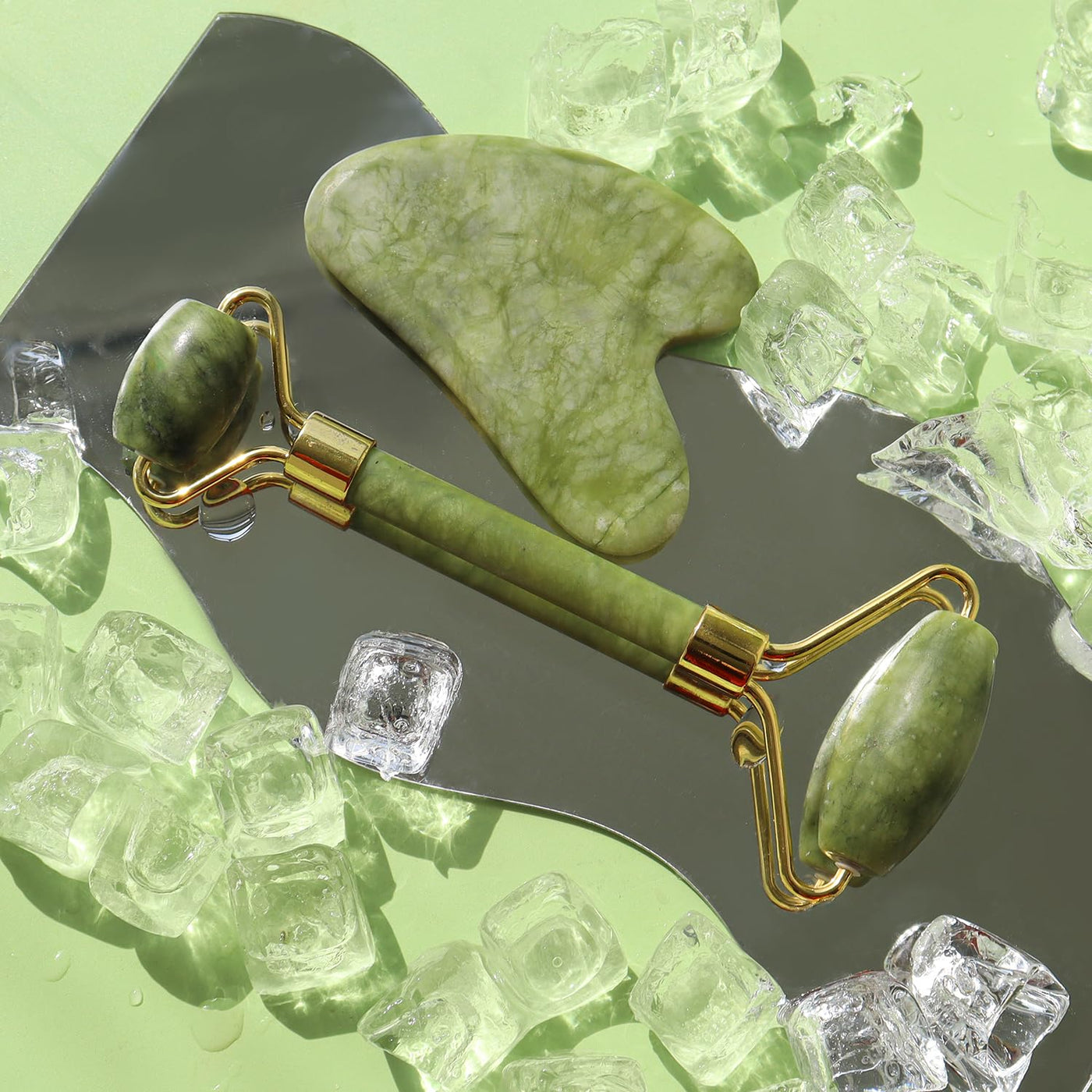 Jade Roller & Gua Sha Set – Natural Facial Massage Tools for Glowing Skin