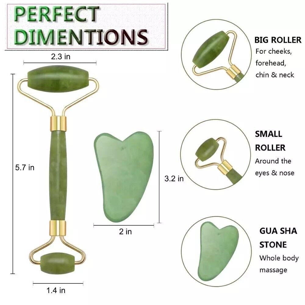 Jade Roller & Gua Sha Set – Natural Facial Massage Tools for Glowing Skin