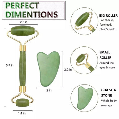 Jade Roller & Gua Sha Set – Natural Facial Massage Tools for Glowing Skin