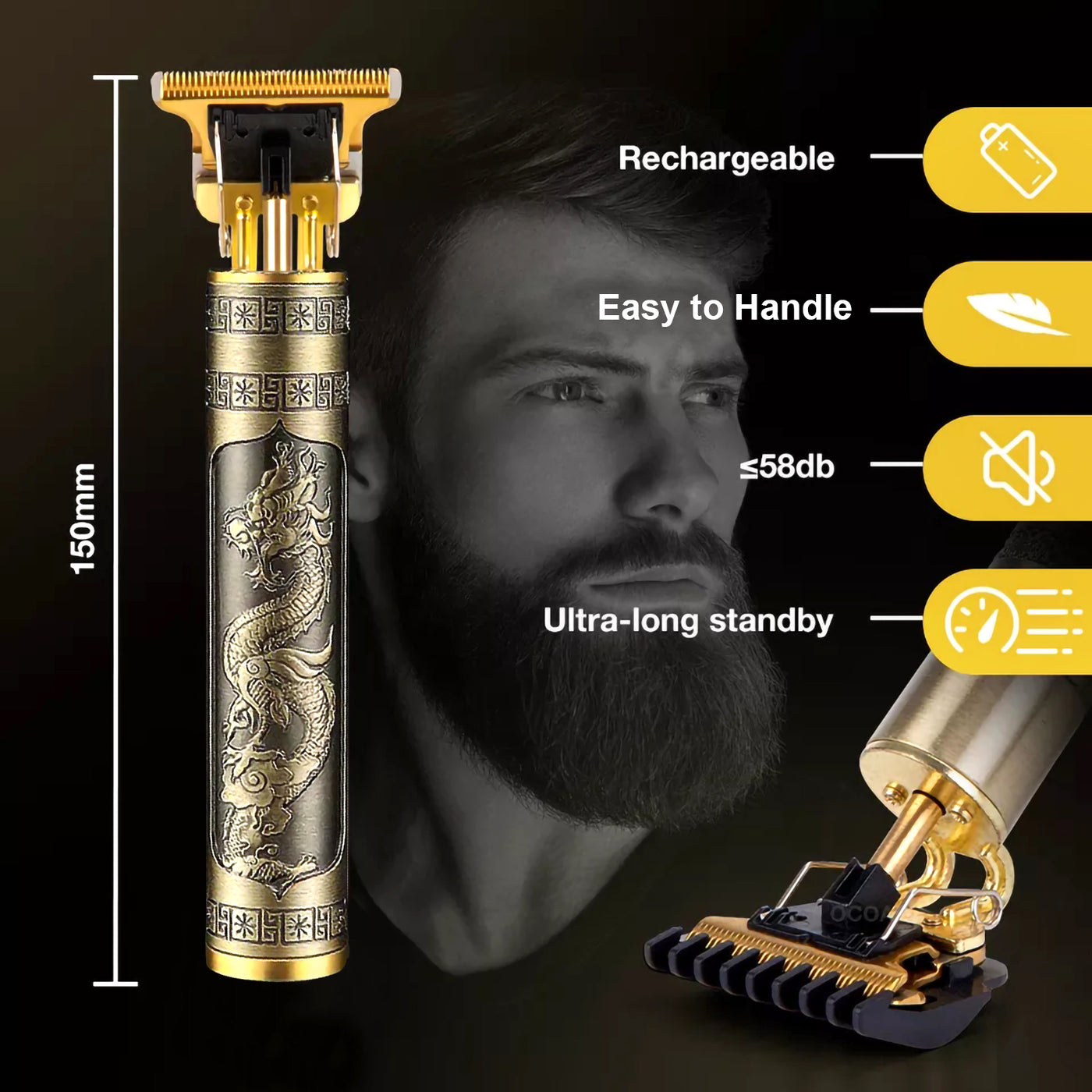 T9 Trimmer for Men – Professional Metal Body Beard & Hair Cutter